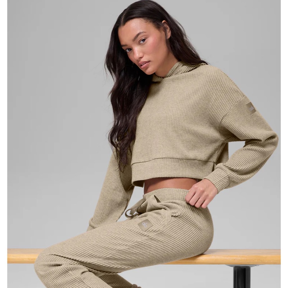 ALO Muse Set Yoga Gravel Heather Ribbed Knitwear XXS